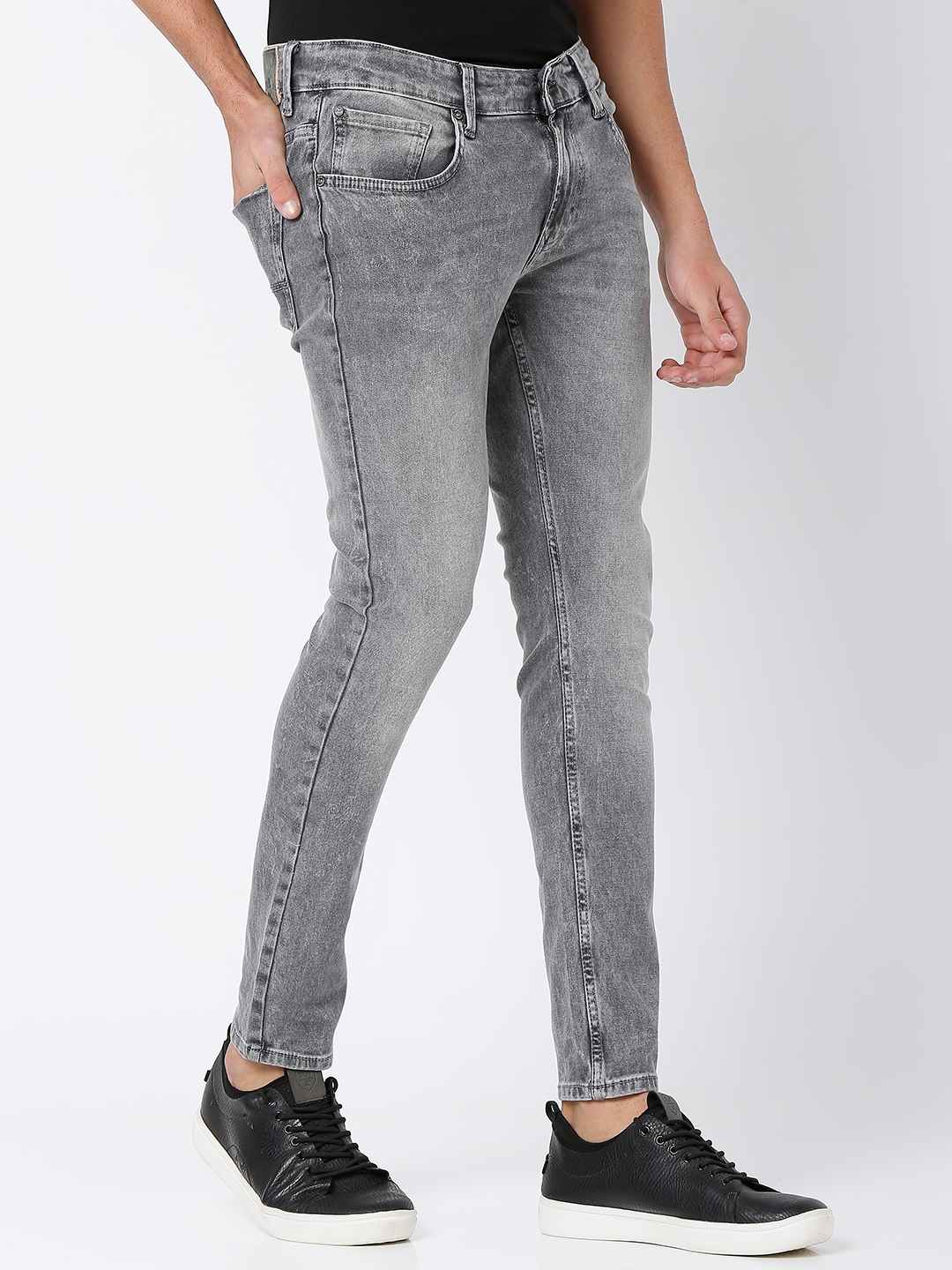 spykar | Men's Grey Cotton Solid Jeans 2