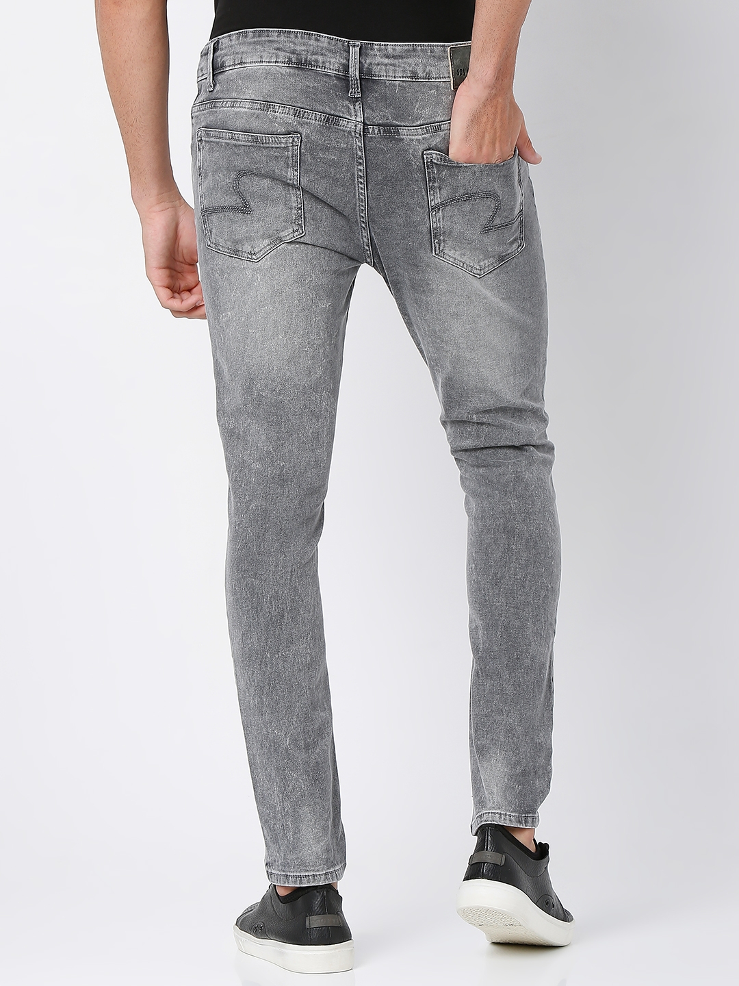 spykar | Men's Grey Cotton Solid Jeans 3