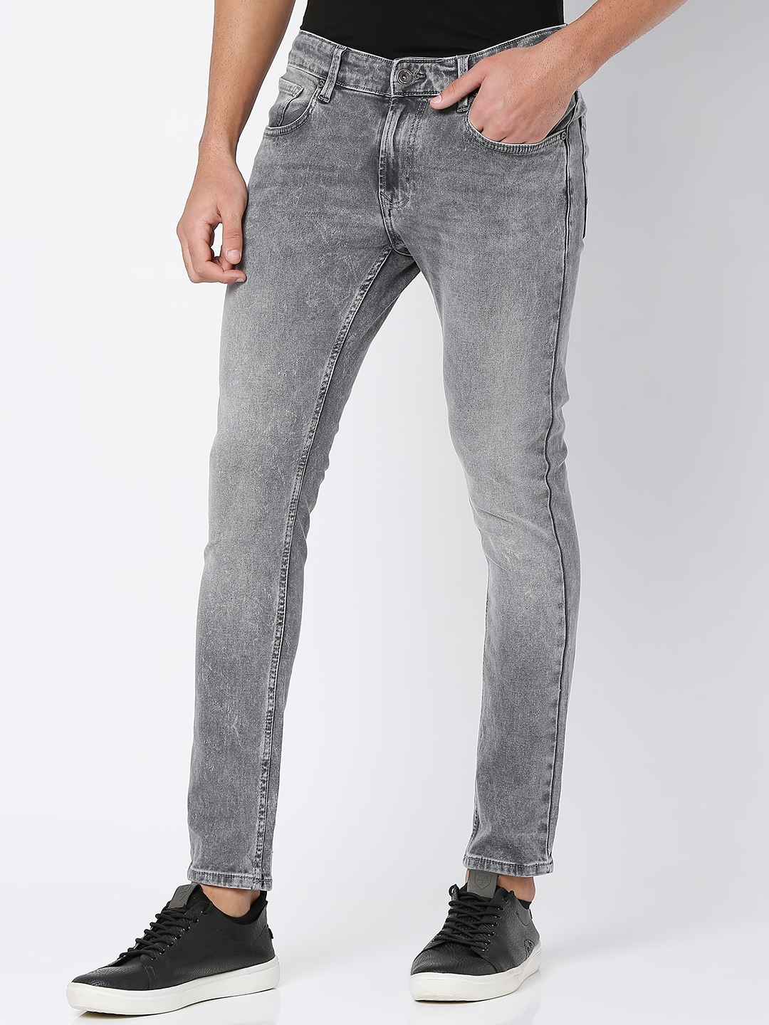 spykar | Men's Grey Cotton Solid Jeans 1