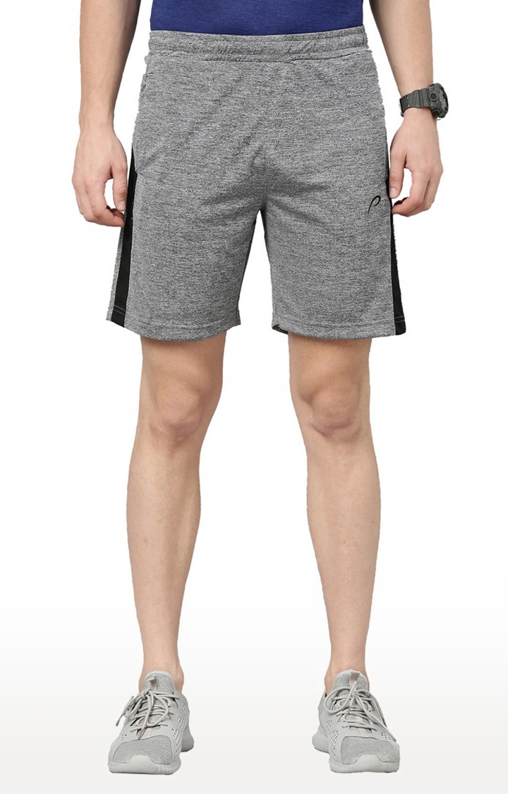 Men's Grey Polyester Solid Activewear Shorts