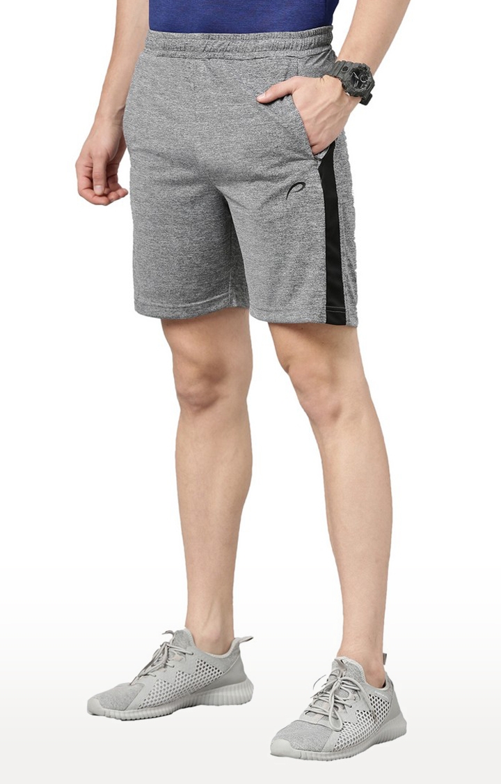 Men's Grey Polyester Solid Activewear Shorts