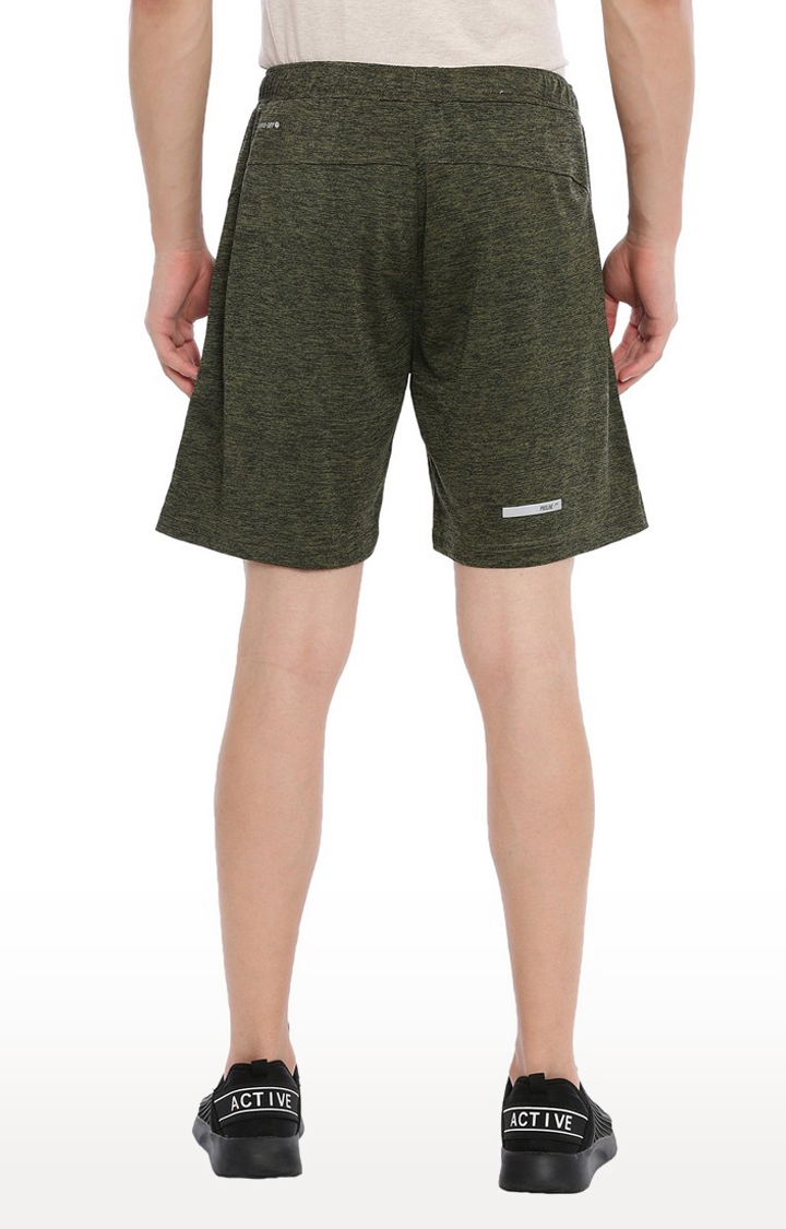 Men's Green Polyester Solid Activewear Shorts