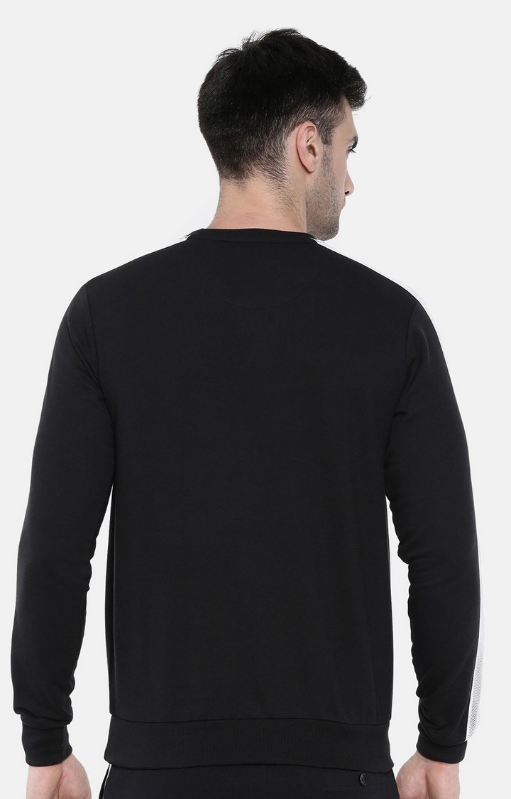 Men's Black Cotton Blend Printed Sweatshirt