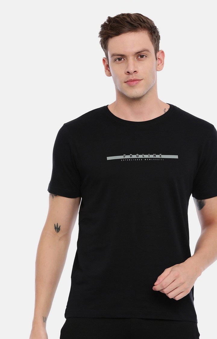 Men's Multicolour Cotton Typographic Activewear T-Shirt