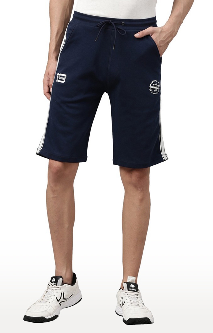 Proline | Men's Blue Cotton Blend Solid Activewear Shorts