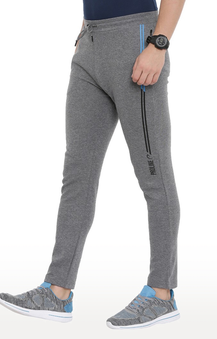 Men's Grey Cotton Blend Solid Trackpant