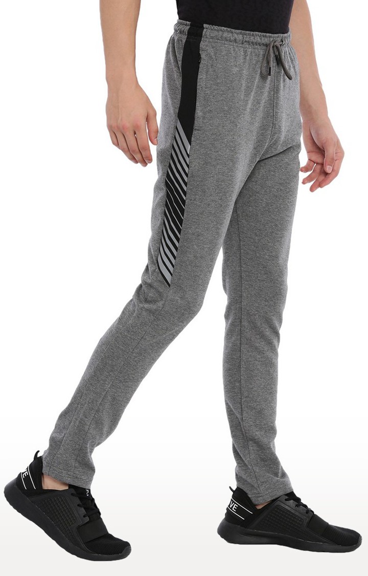 Men's Grey Cotton Blend Solid Trackpant