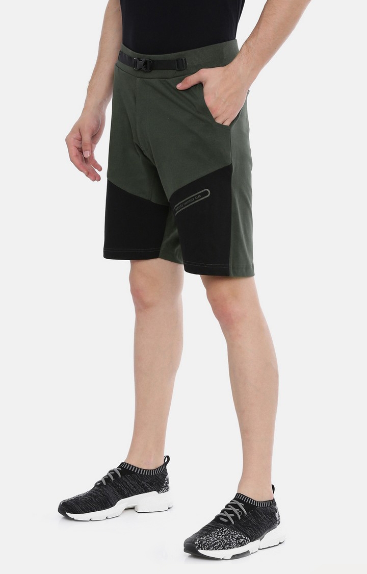 Men's Green Cotton Solid Activewear Shorts