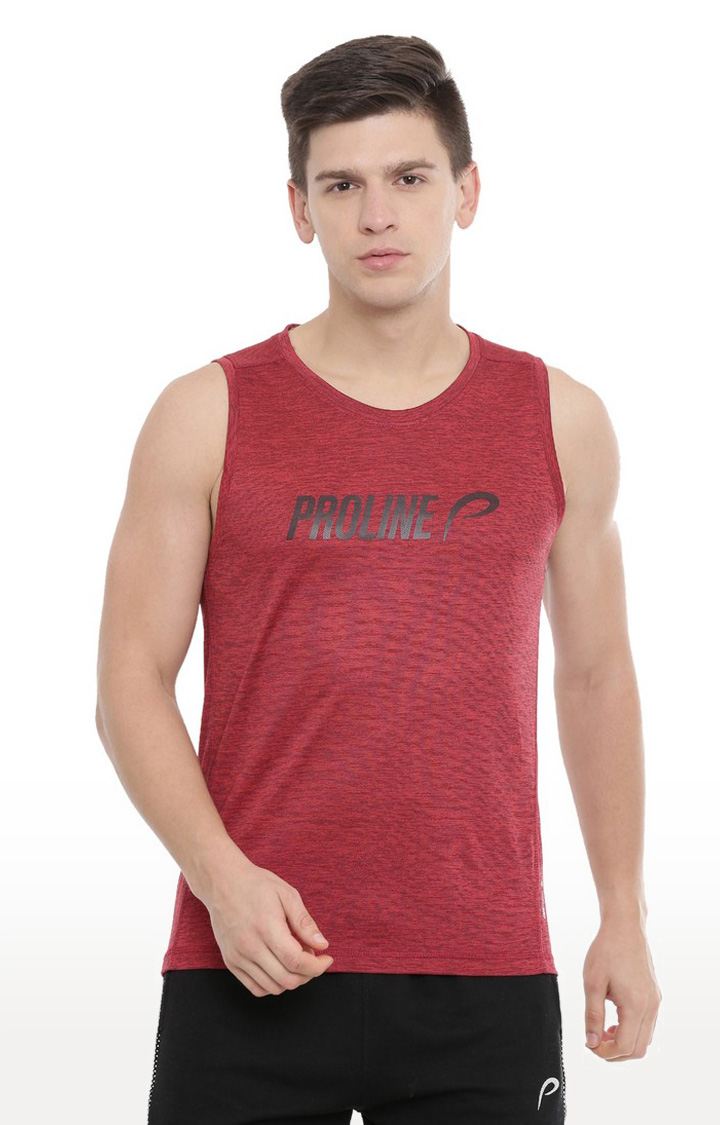 Men's Red Polyester Regular Activewear Tank Tops