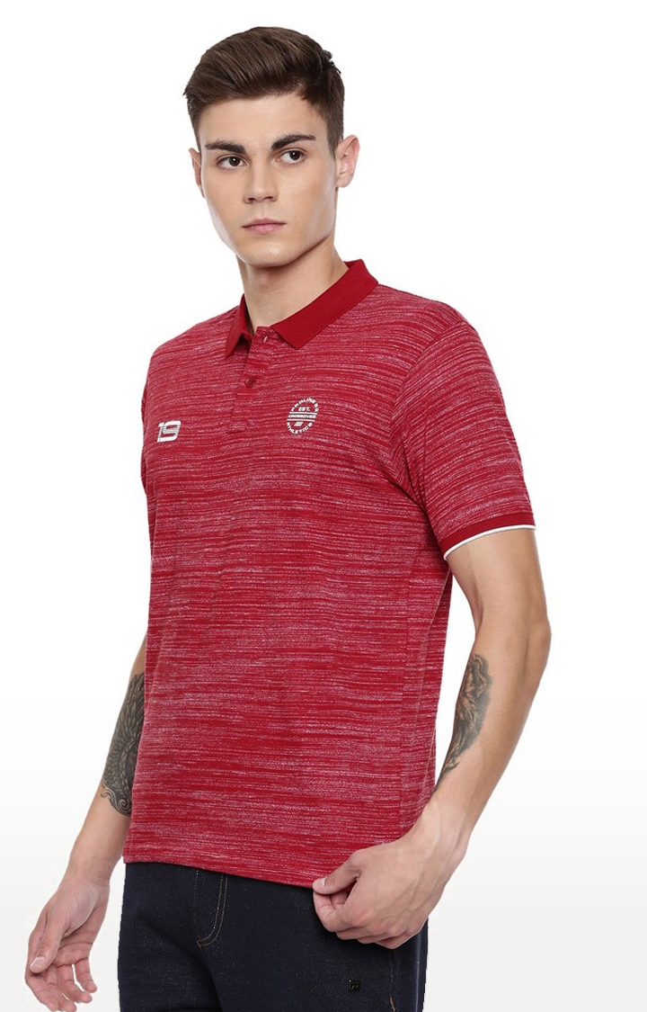 Proline | Men's Red Cotton Blend Melange Polo T-Shirt