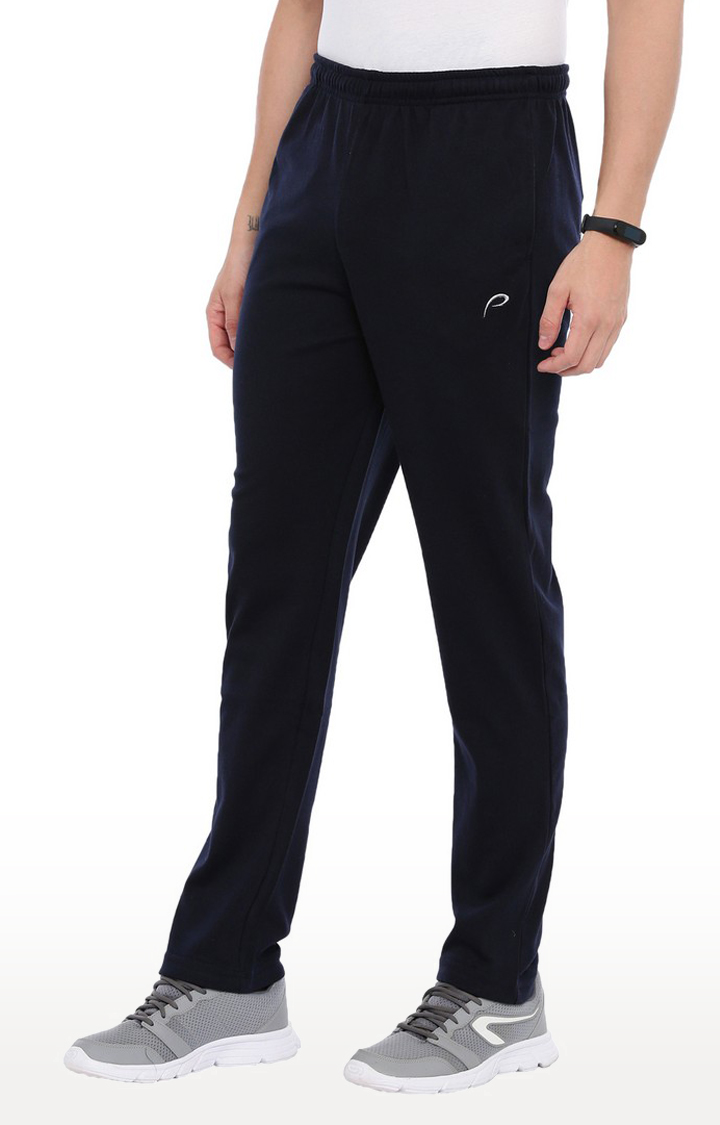 Men's Blue Cotton Solid Trackpant