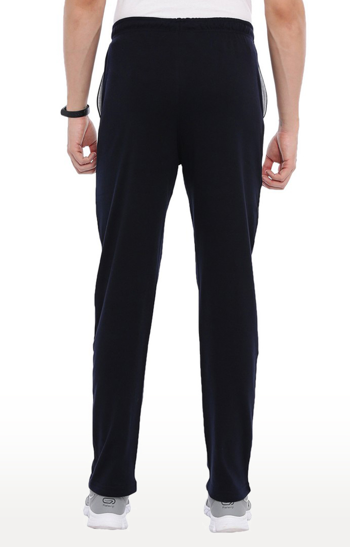 Men's Blue Cotton Solid Trackpant