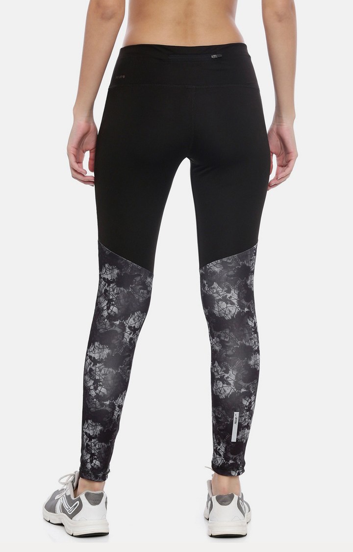 Women's Black Spandex Printed Activewear Legging