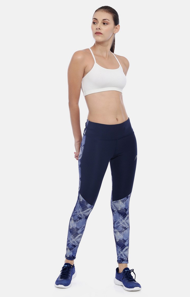 Women's Blue Spandex Printed Activewear Legging