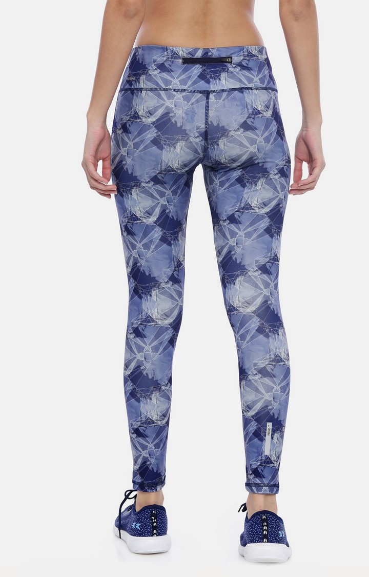 Women's Blue Spandex Printed Activewear Legging