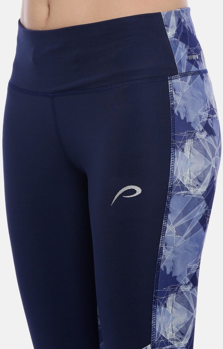 Women's Blue Spandex Printed Activewear Legging