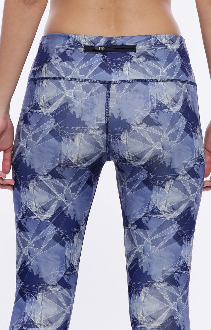 Women's Blue Spandex Printed Activewear Legging