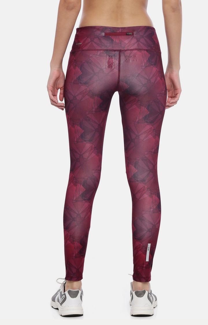 Women's Red Spandex Printed Activewear Legging