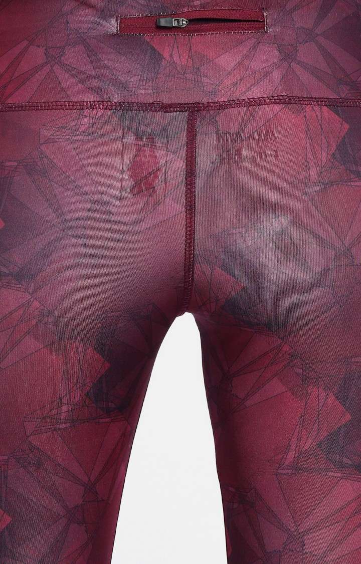 Women's Red Spandex Printed Activewear Legging