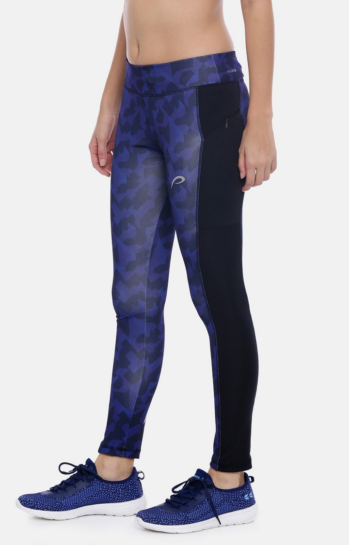 Women's Blue Spandex Printed Activewear Legging