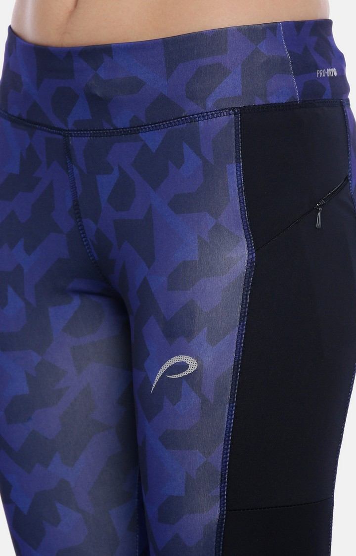 Women's Blue Spandex Printed Activewear Legging