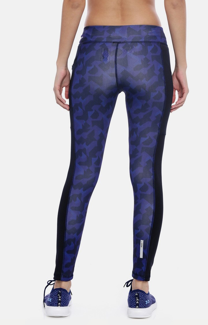 Women's Blue Spandex Printed Activewear Legging