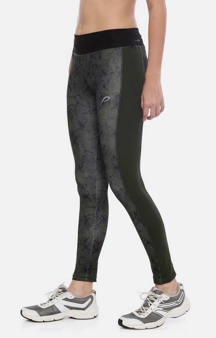 Women's Grey Spandex Printed Activewear Legging