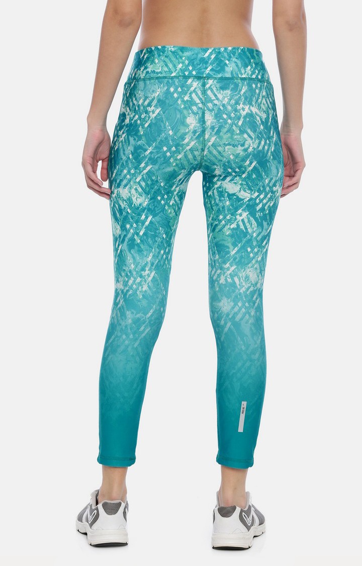 Women's Blue Spandex Printed Activewear Legging