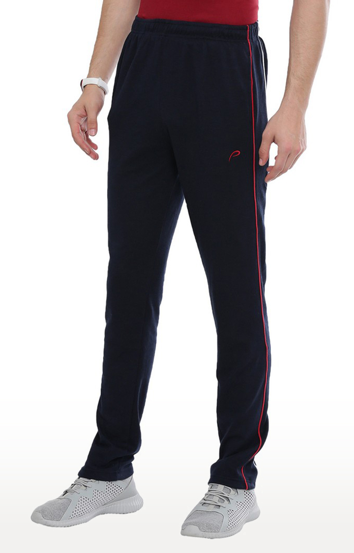 Men's Blue Cotton Solid Trackpant