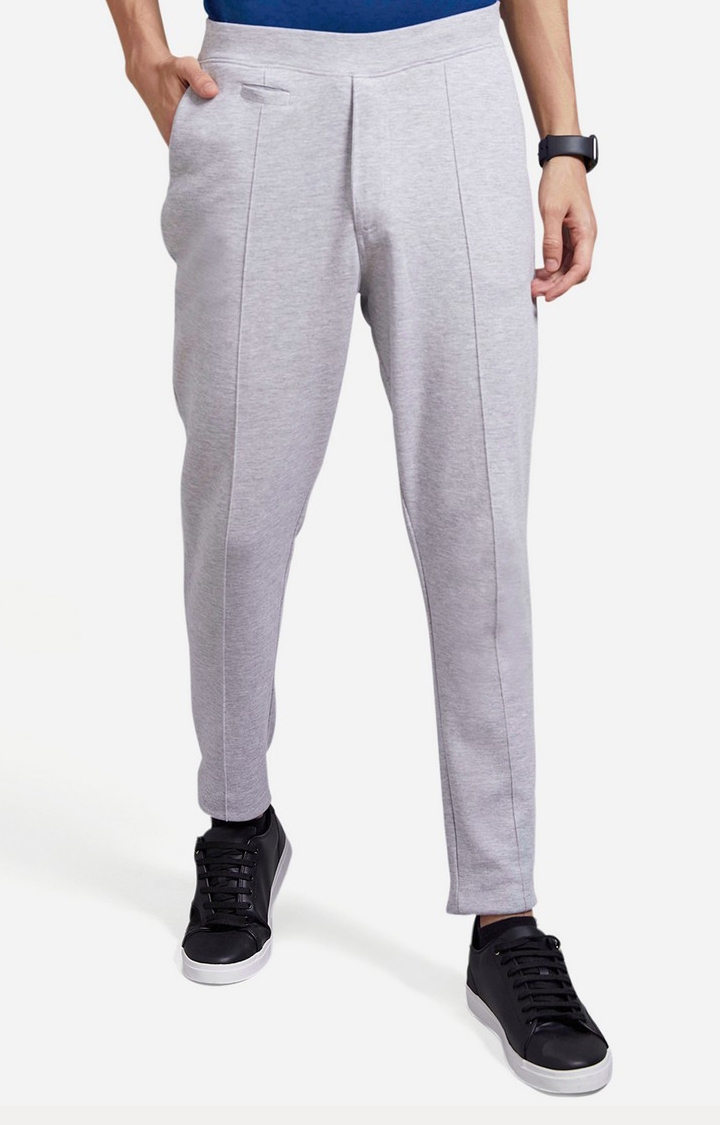 Proline | Men's Grey Cotton Solid Casual Pant