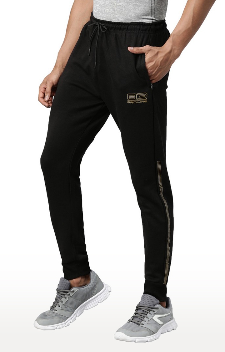 Men's Black Cotton Blend Solid Activewear Jogger