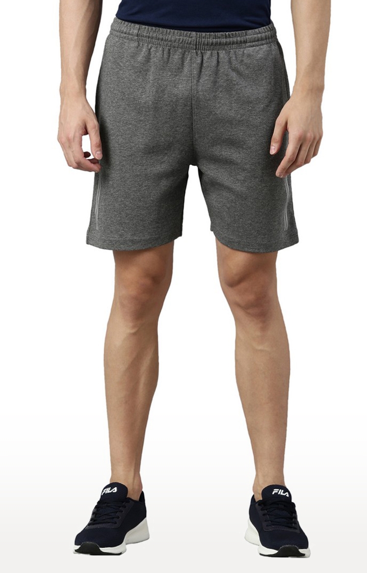 Men's Grey Cotton Solid Shorts