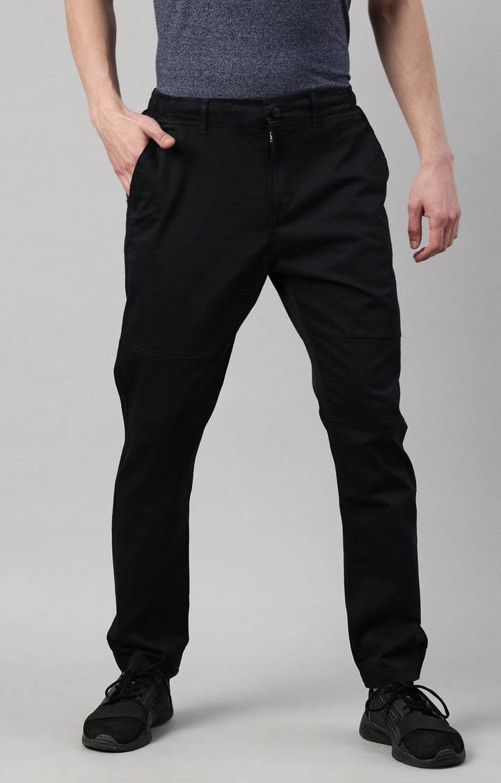 Proline | Men's Blue Cotton Solid Trousers