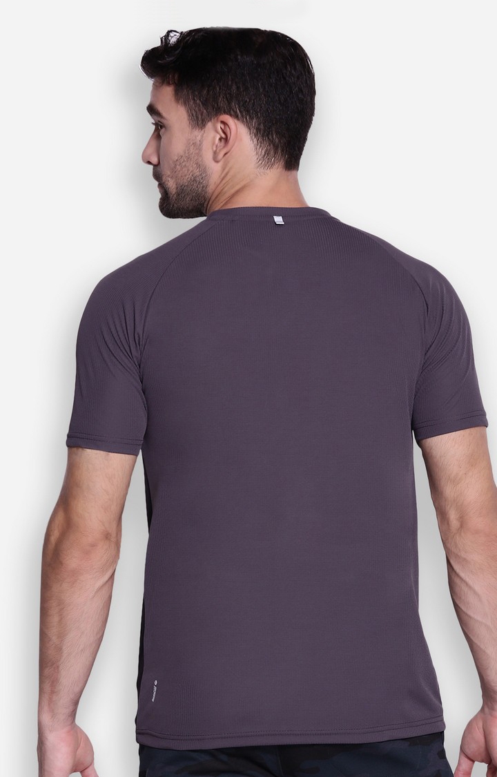 Men's Grey Cotton Blend Printed Activewear T-Shirt