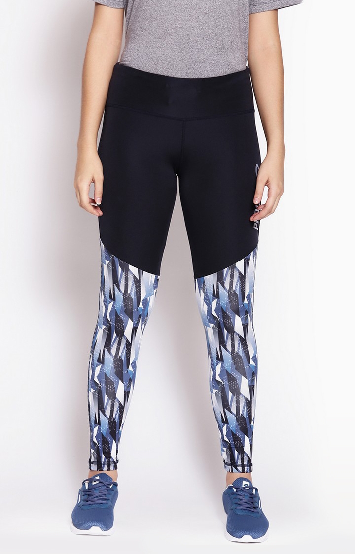 Women's Blue Spandex Printed Activewear Leggings