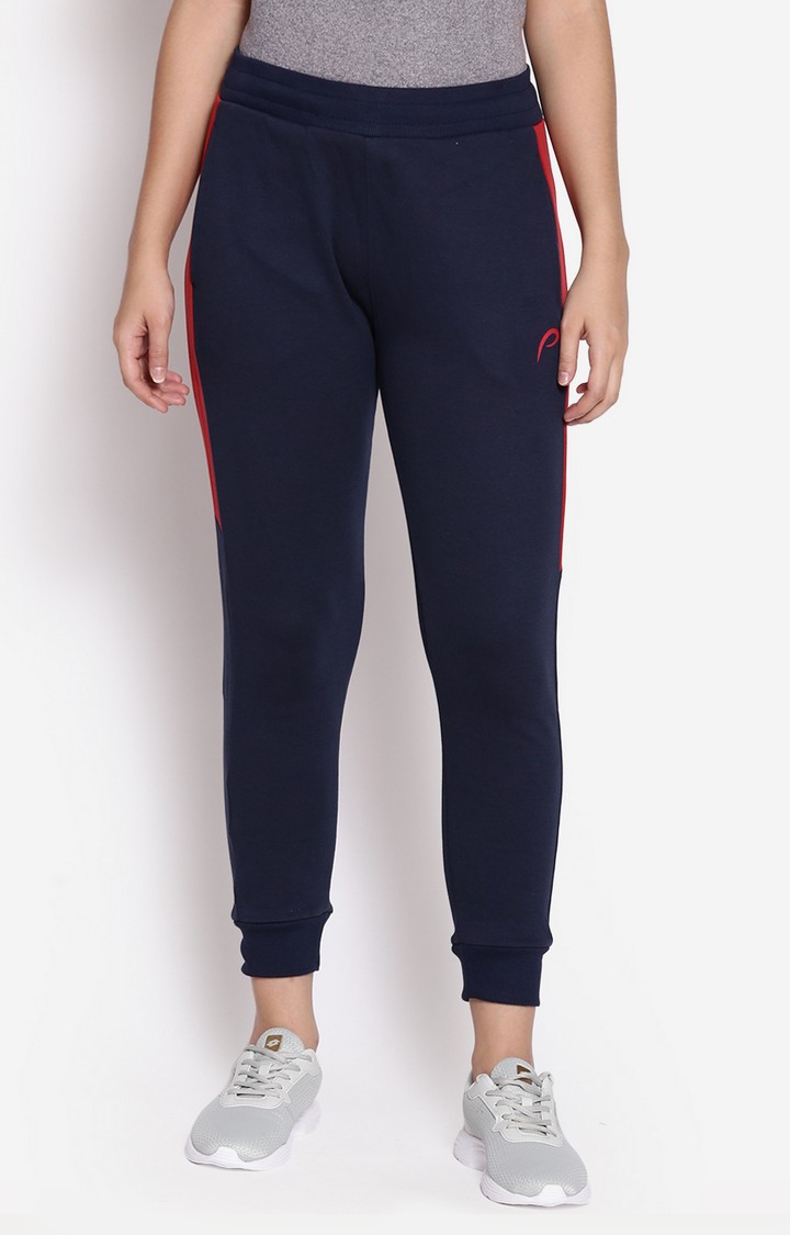 Women's Blue Spandex Solid Activewear Jogger