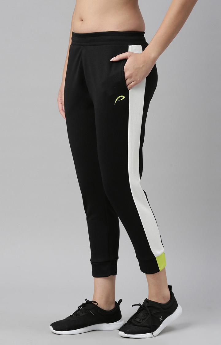 Women's Black Polyester Solid Activewear Legging