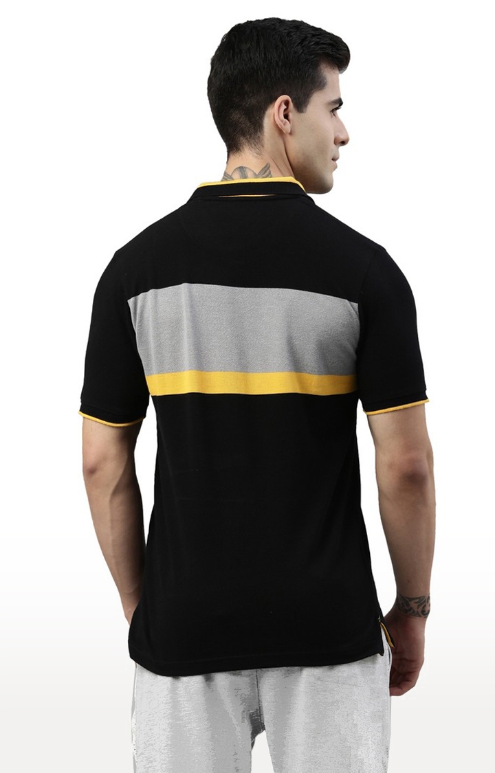 Proline | Men's Black Cotton Blend Colourblocked Polo T-Shirt 4