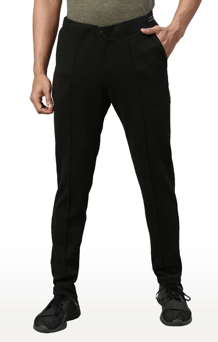 Proline | Men's Black Cotton Blend Solid Trackpant