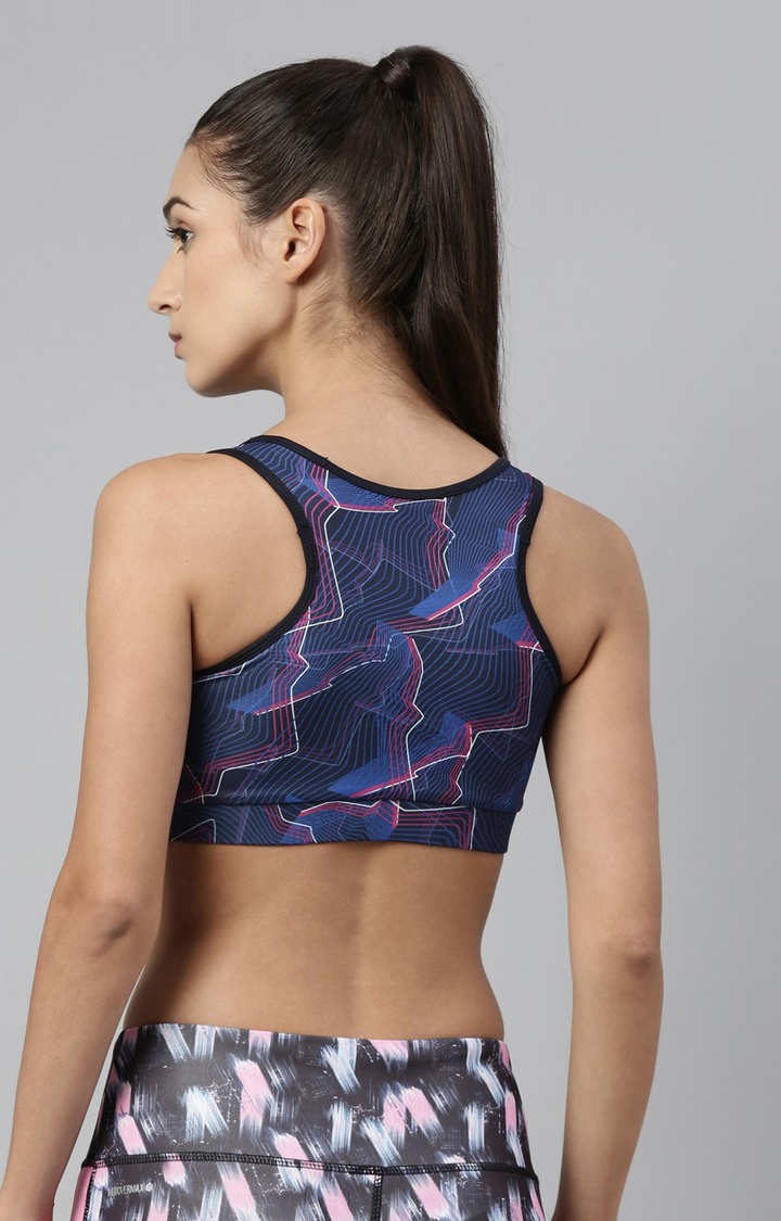 Women's Blue Polyester Printed Activewear Blouse