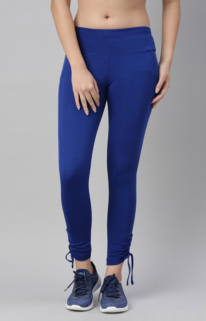 Women's Blue Polyester Solid Activewear Legging