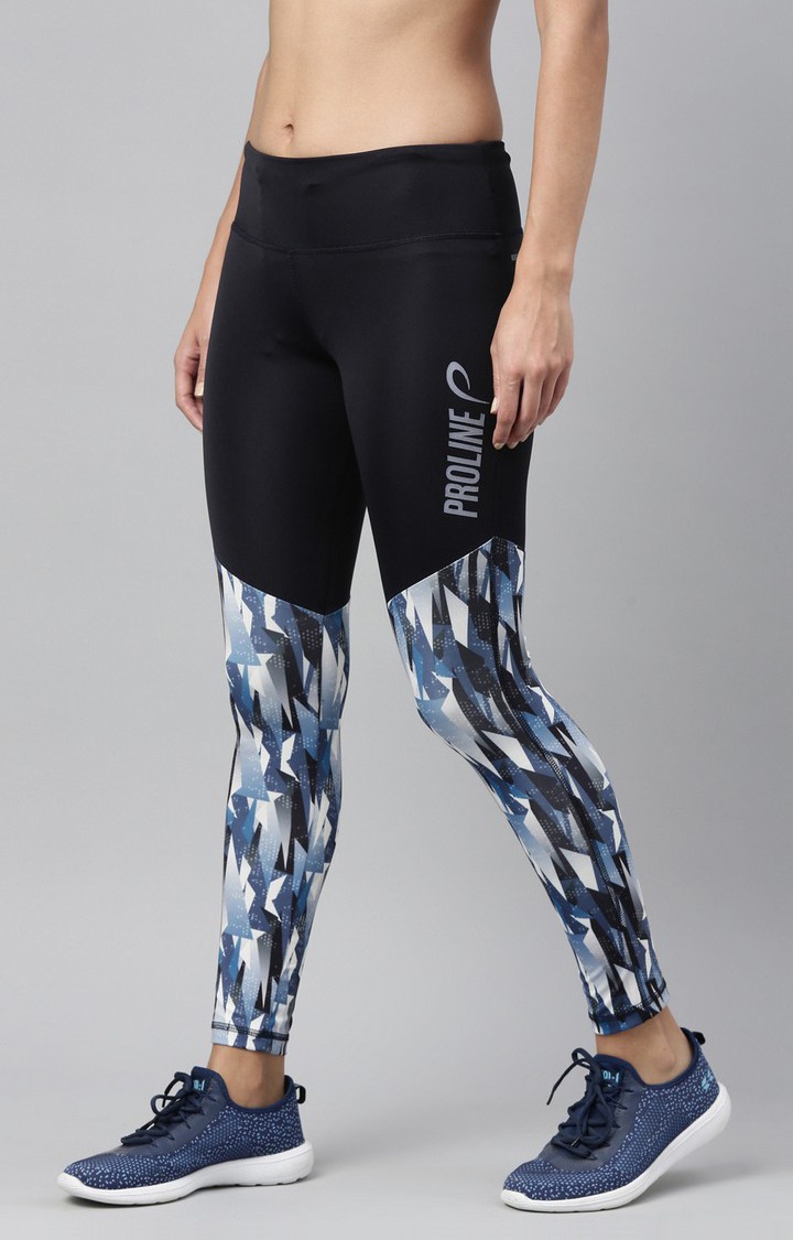 Women's Blue Spandex Printed Activewear Legging