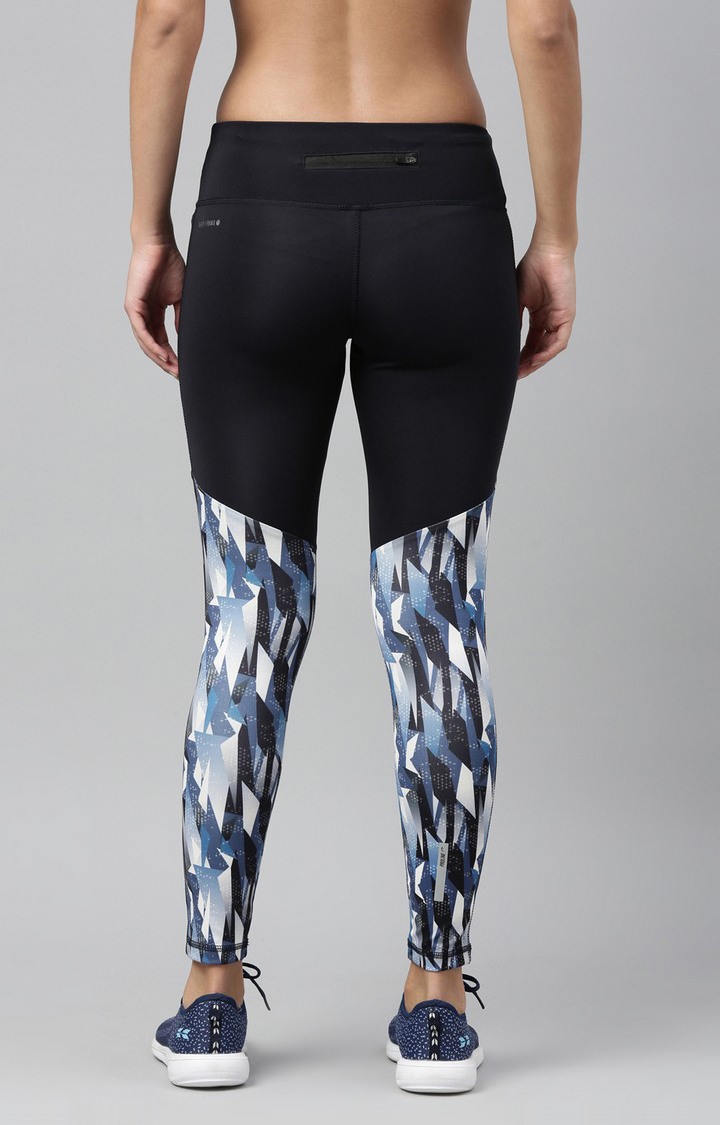 Women's Blue Spandex Printed Activewear Legging