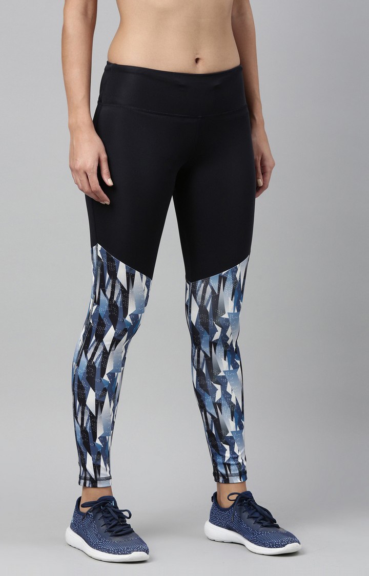 Women's Blue Spandex Printed Activewear Legging