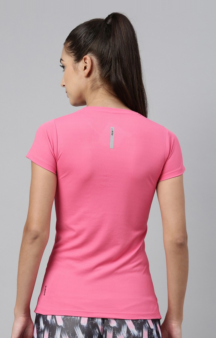 Proline | Women's Pink Polyester Typographic Activewear T-Shirt 4