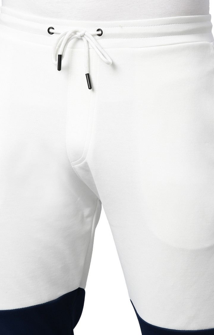 Men's White Cotton Typographic Activewear Jogger