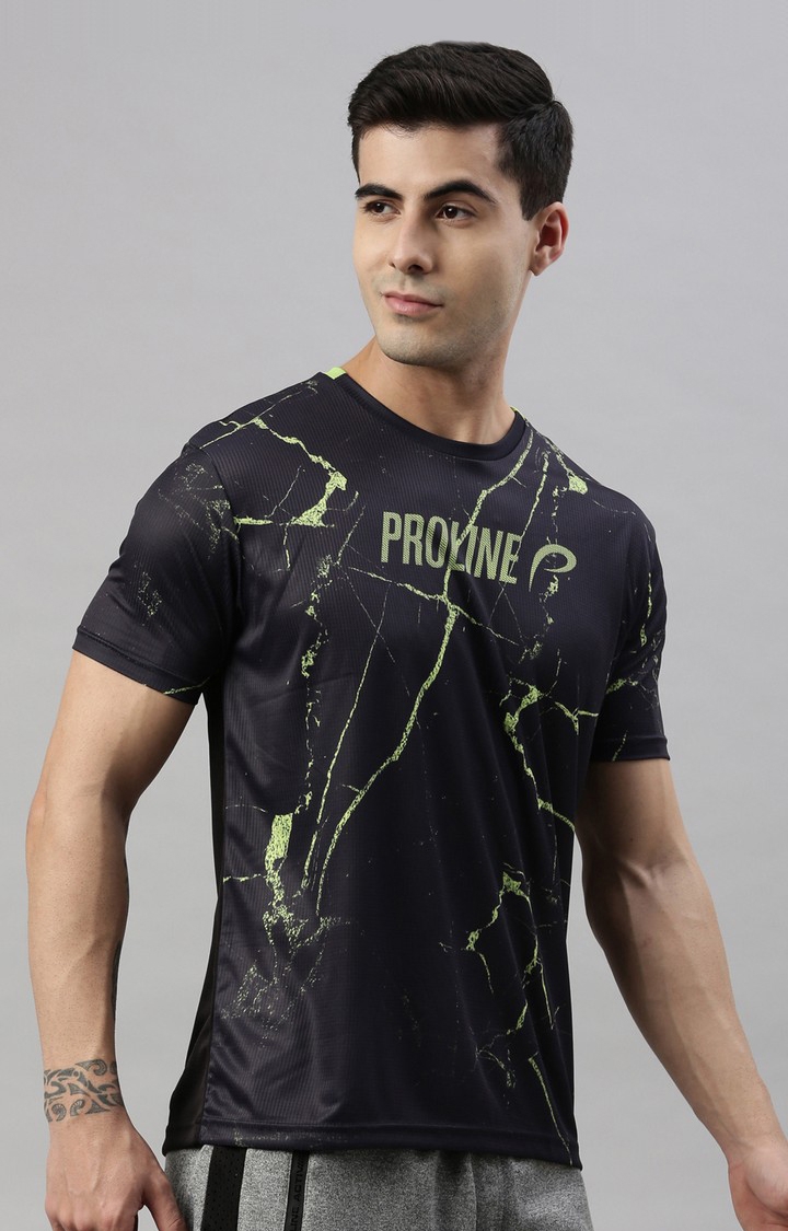 Men's Multicolour Polyester Printed Activewear T-Shirt