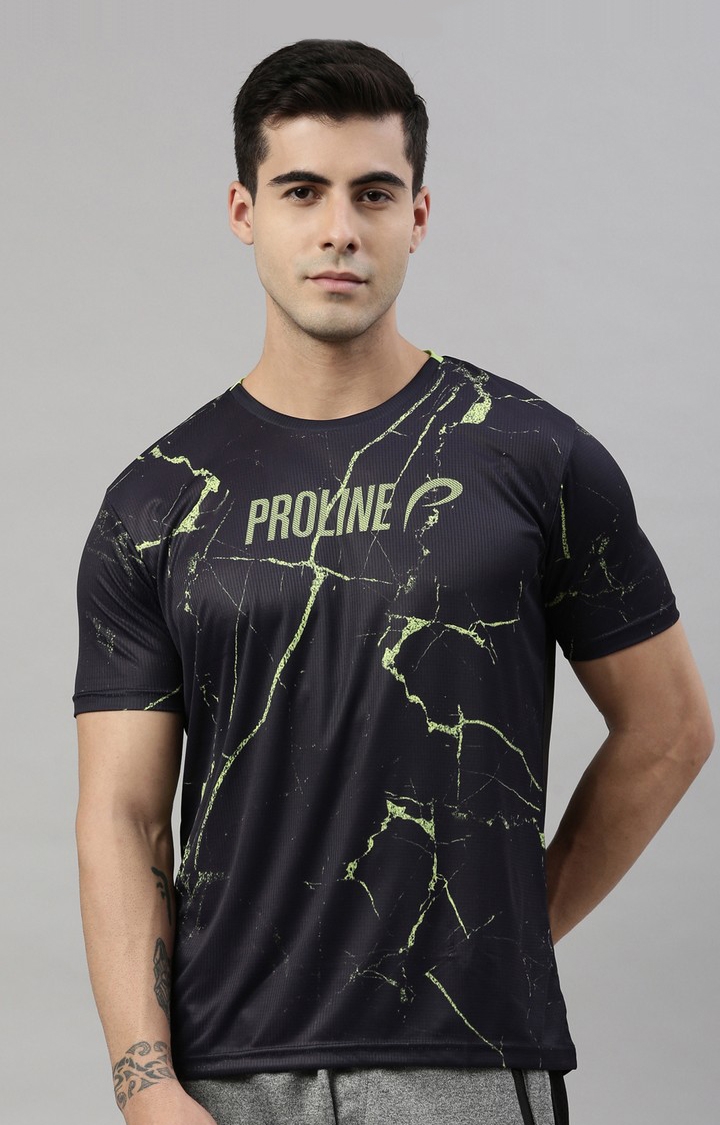 Proline | Men's Multicolour Polyester Printed Activewear T-Shirt