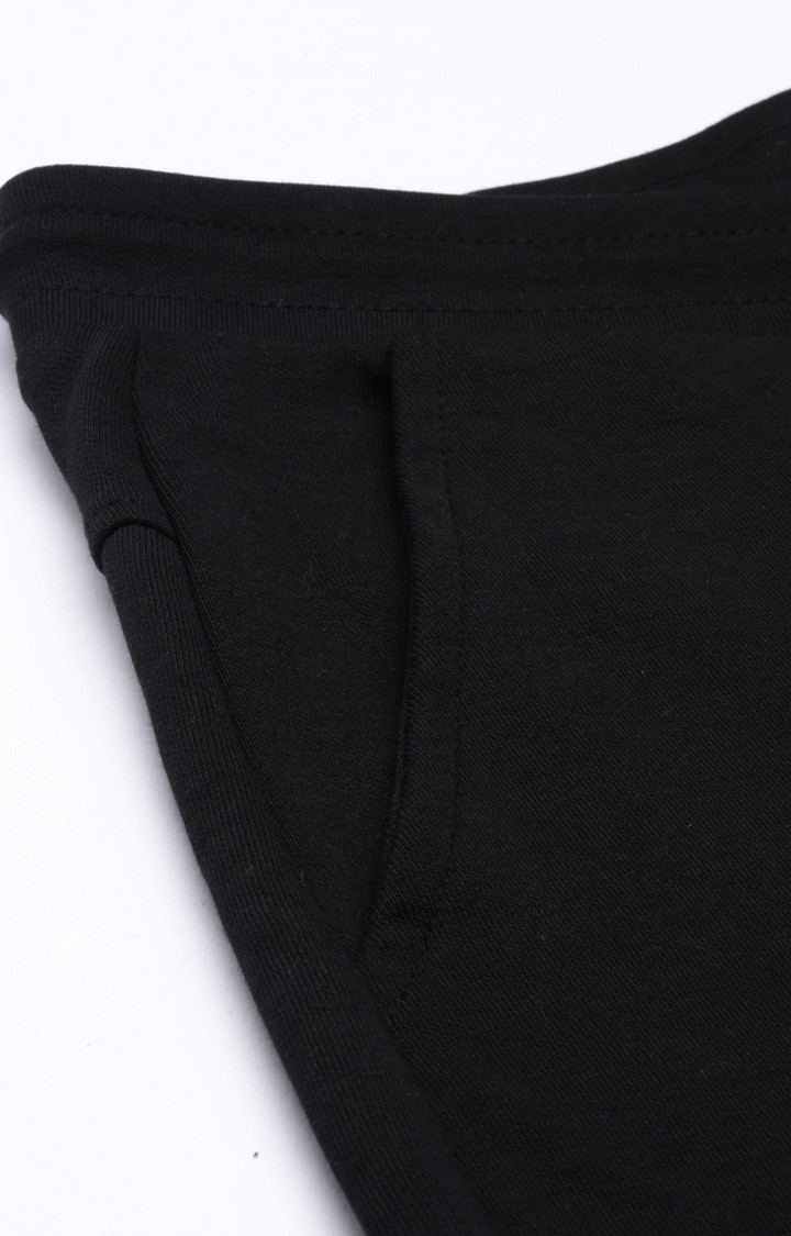 Men's Black Cotton Solid Trackpant