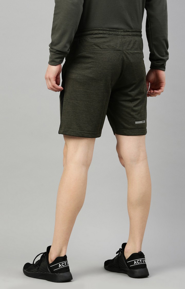 Men's Green Cotton Solid Activewear Shorts